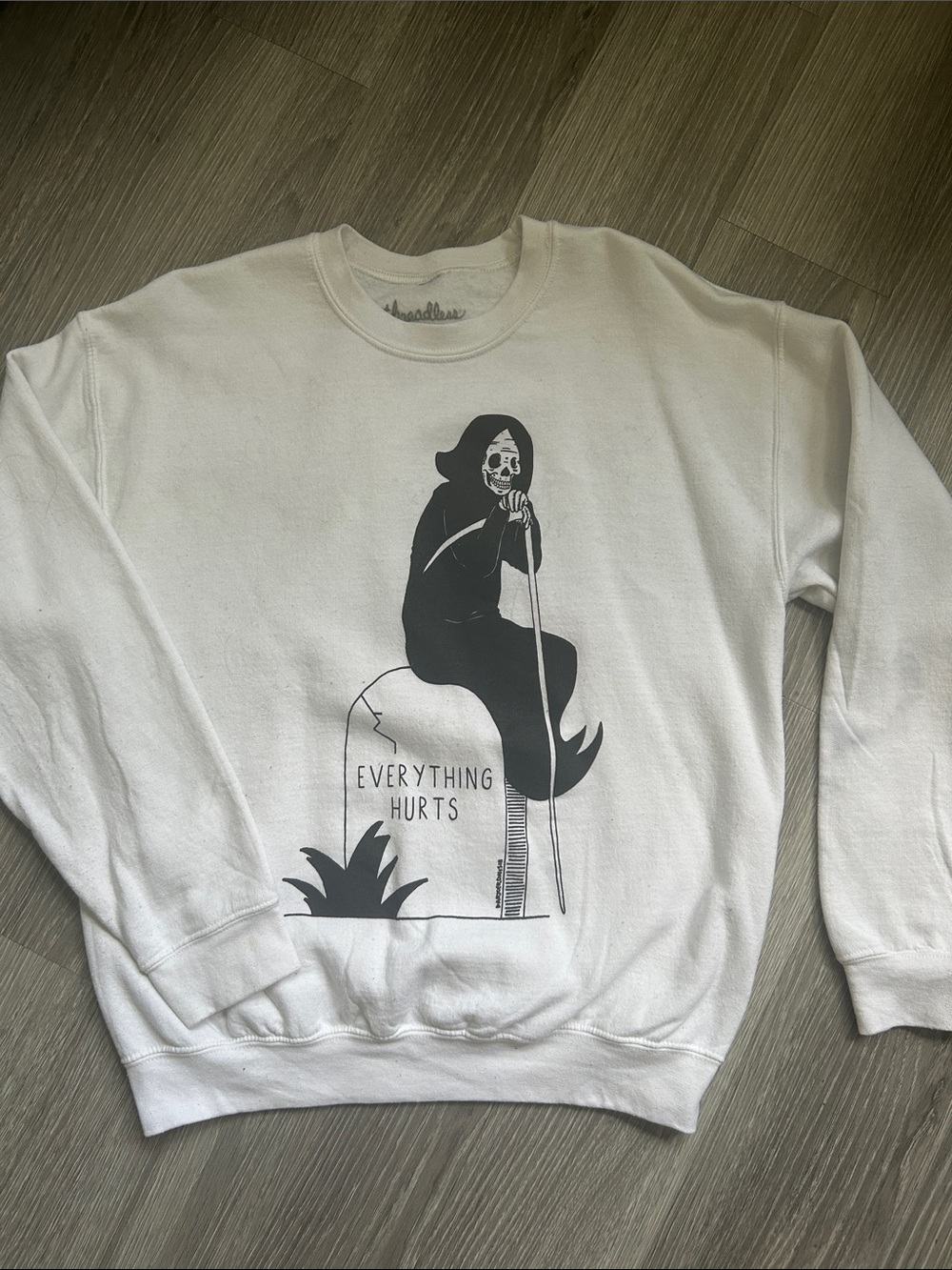 RARE Threadless Darker Days Graphic Sweatshirt "Everything Hurts"